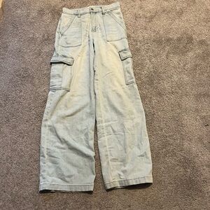 Just Black Denim size 27 Light Blue Cargo wide leg jeans
